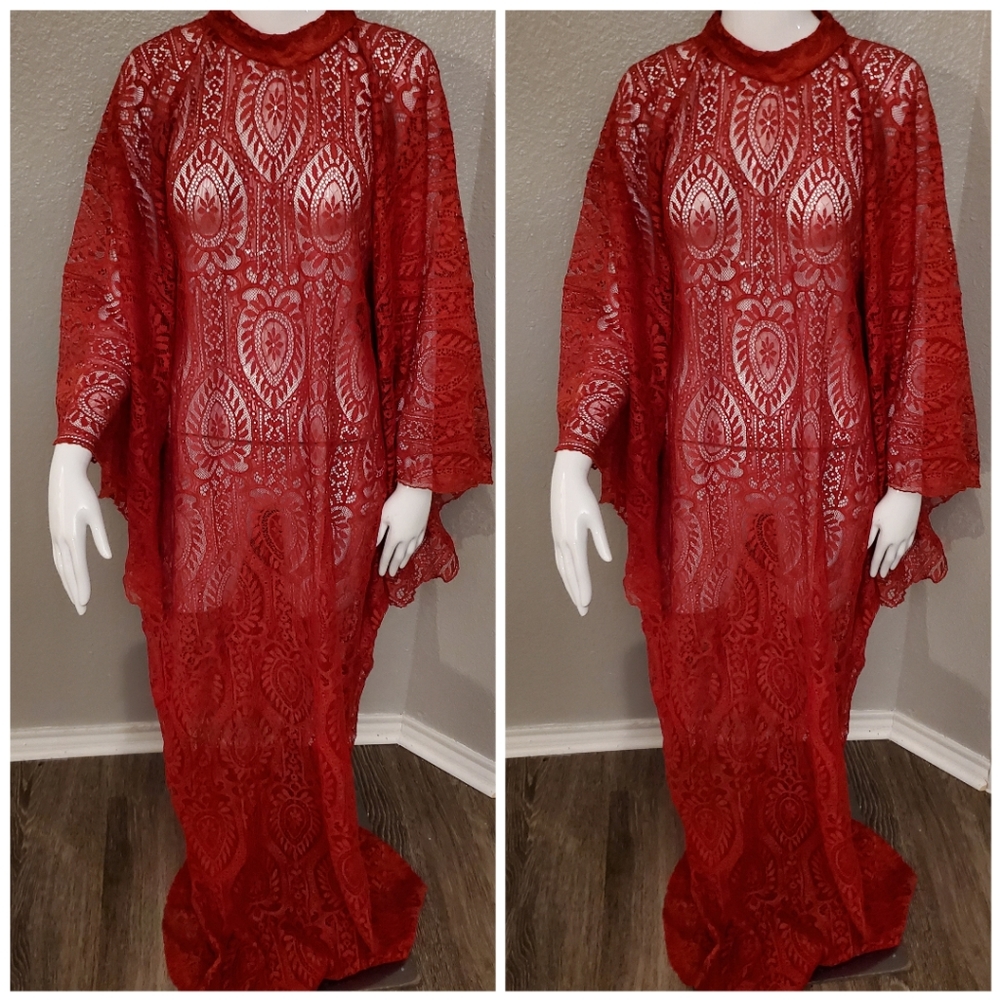 Red Lace Butterfly Gown